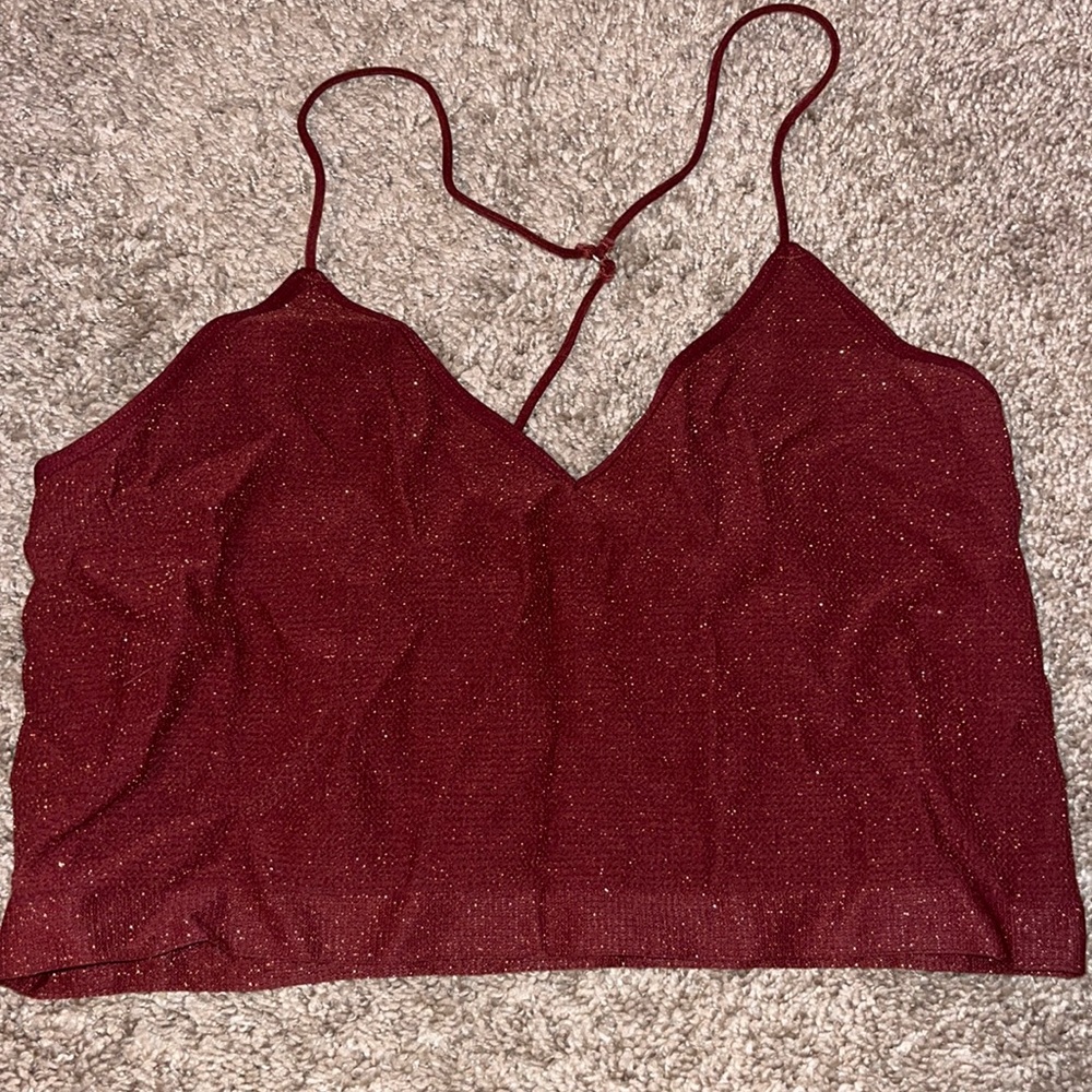 cropped maroon top